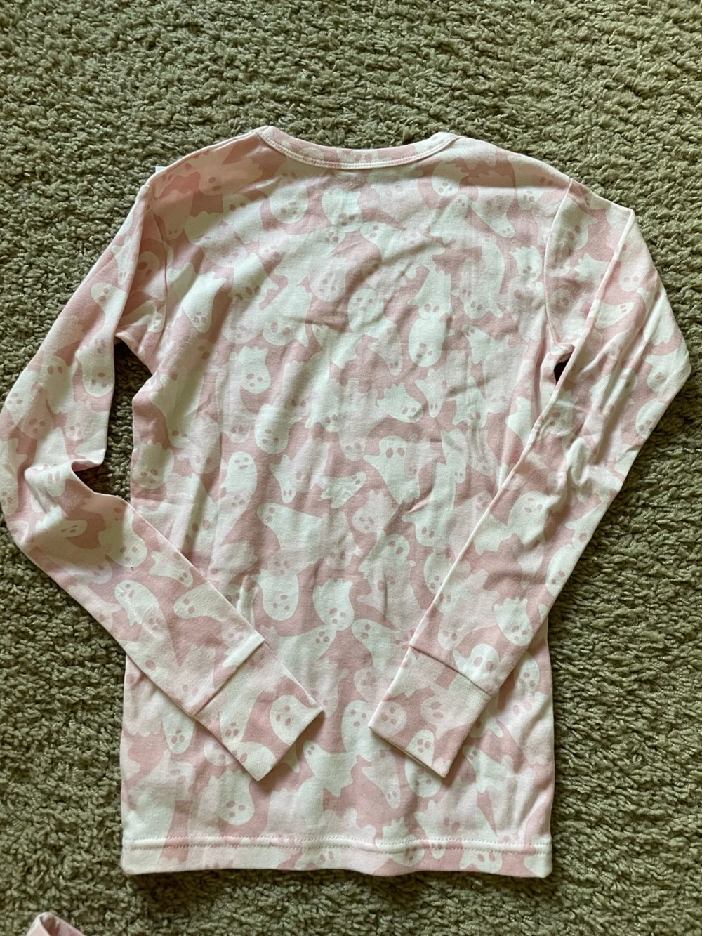 GAP Pink and White Ghost Print Long-Sleeve Pajama Set